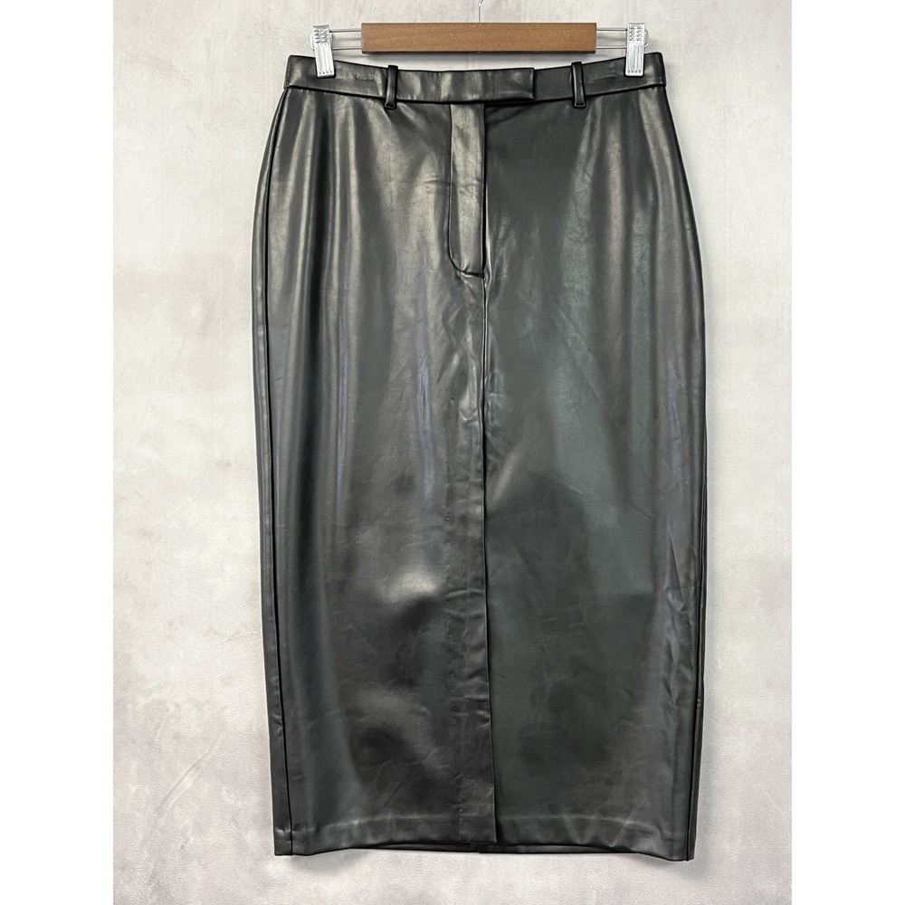 Abercrombie Fitch Womens Vegan Leather Midi Pencil Skirt Size S Edgy Goth Biker